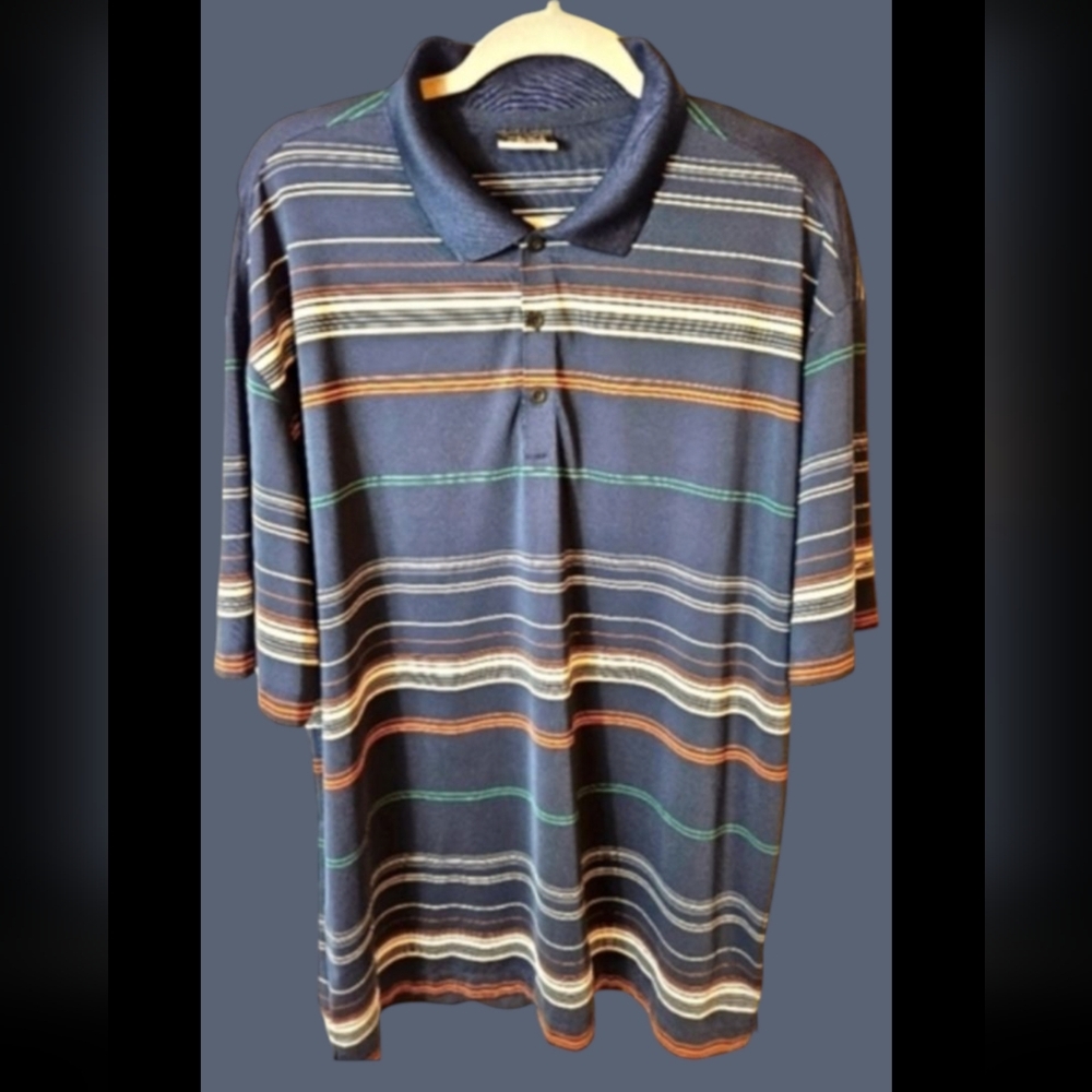 Nike Men's Navy Striped Polo Shirt